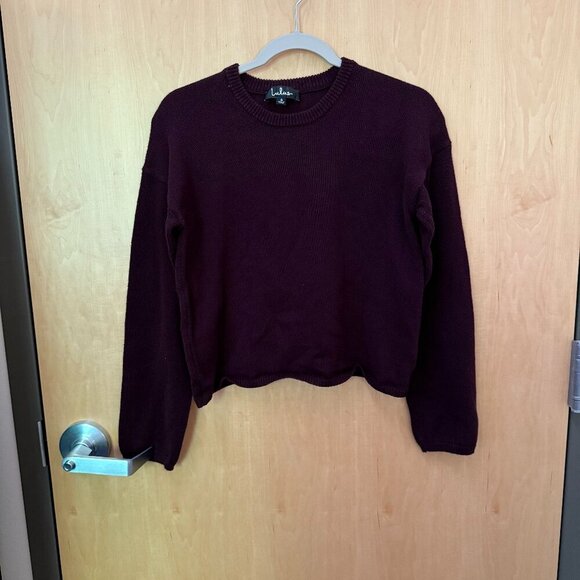 Lulus Cropped Knit Sweater Wine Color Women’s Small - Picture 1 of 3